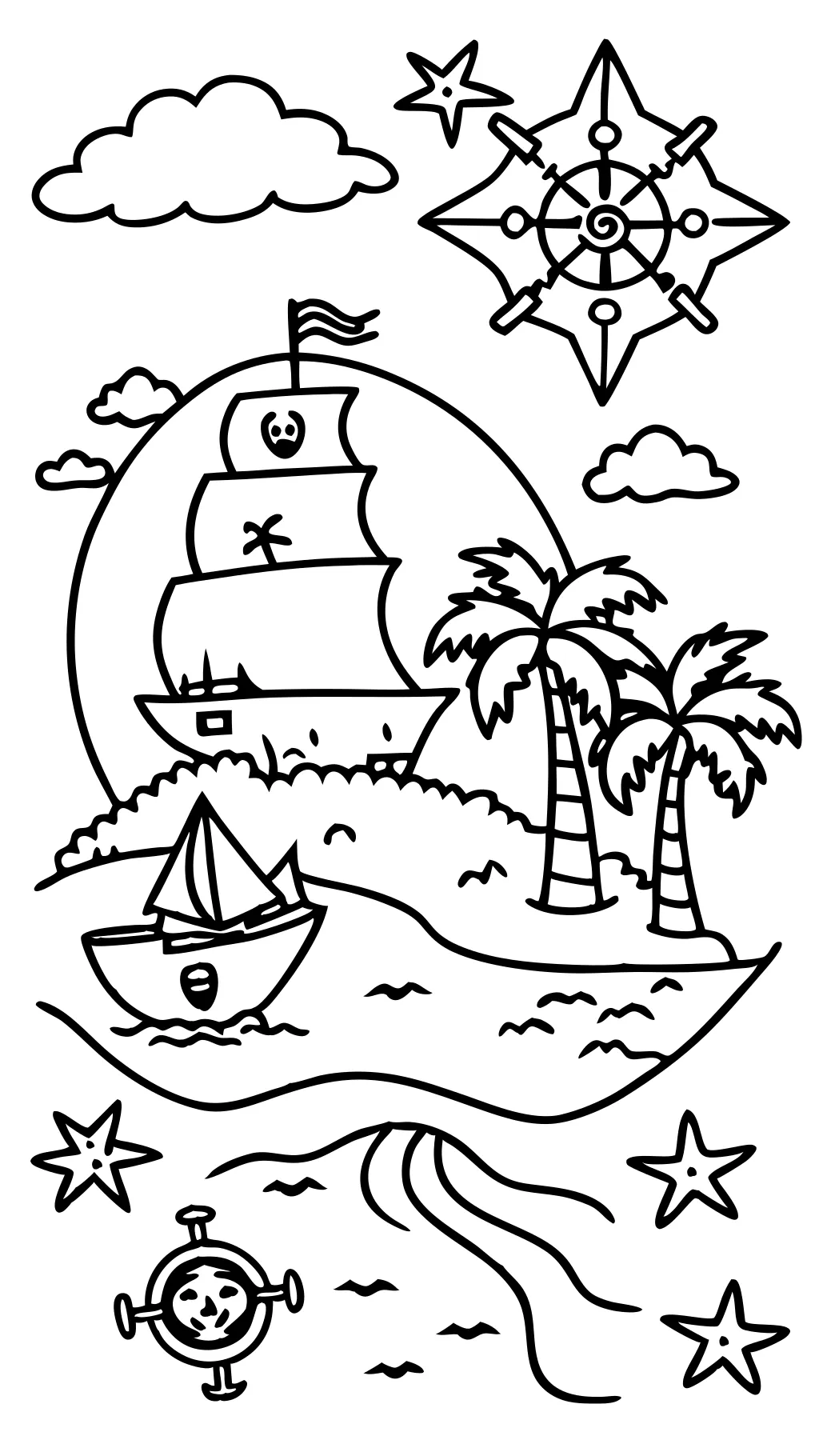 pirate map coloring page